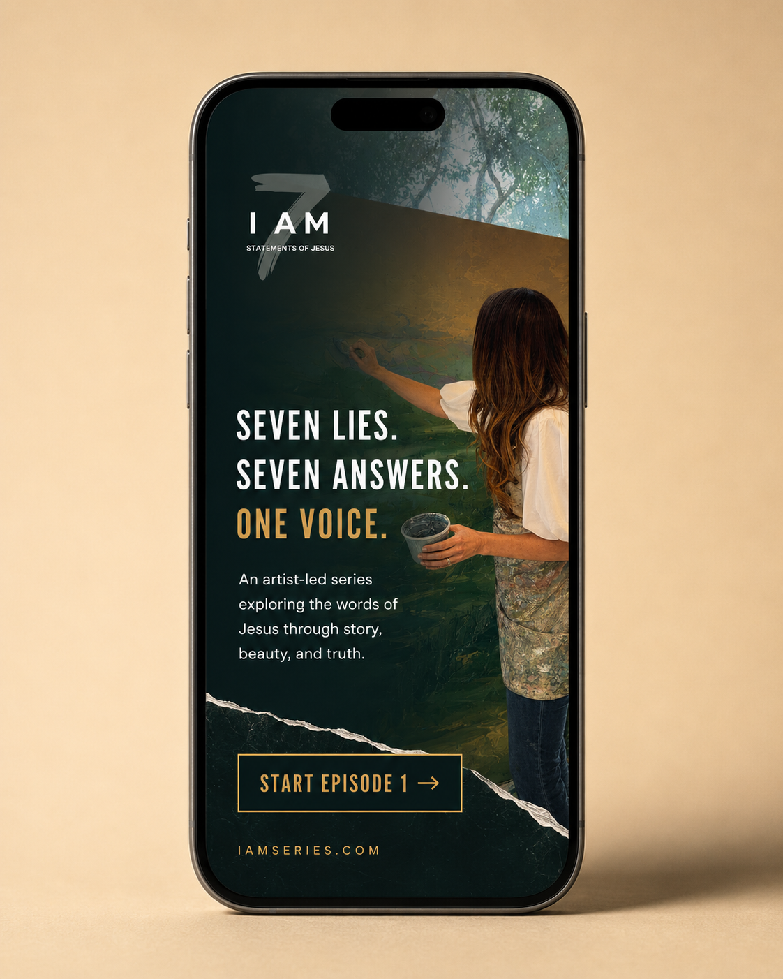 iamseries.com mobile experience shown on iPhone.